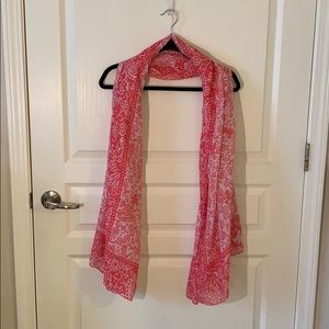 Pink and white French scarf